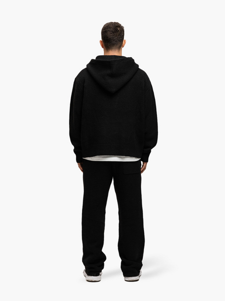 JorCustom JorCustom Signature Knitwear Zipped Hoodie - Black