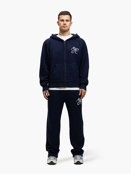 JorCustom Signature Knitwear Zipped Hoodie - Navy JorCustom JorCustom Signature Knitwear Zipped Hoodie - Navy