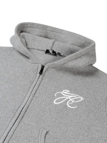 JorCustom Signature Knitwear Zipped Hoodie - Grijs JorCustom JorCustom Signature Knitwear Zipped Hoodie - Grijs