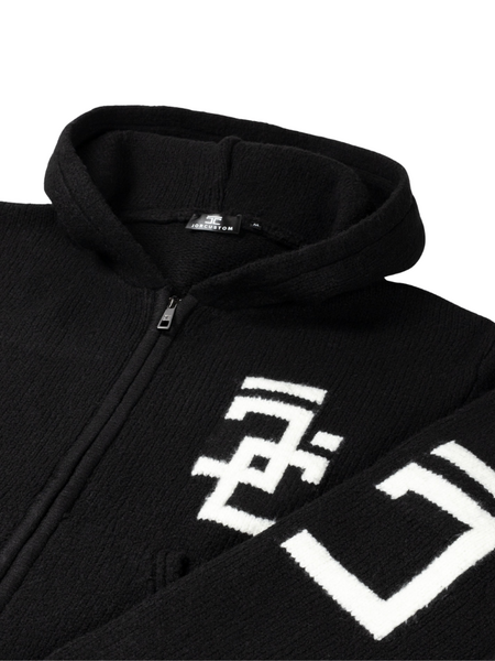 JorCustom JorCustom Splitted Knitwear Zipped Hoodie - Black