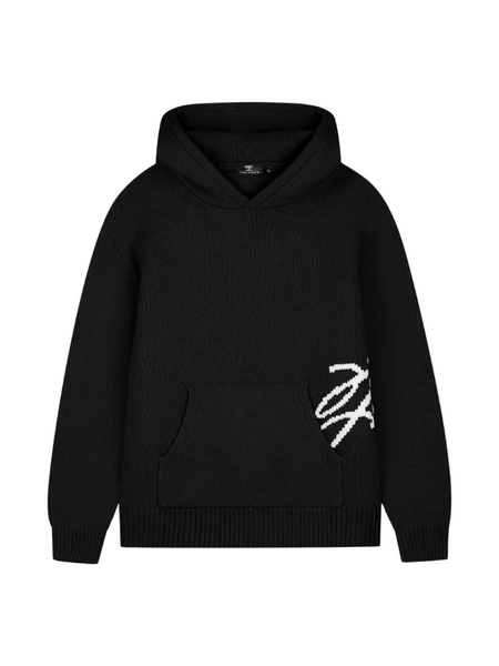 JorCustom JorCustom Penned Knitwear Hoodie - Black JorCustom Penned Knitwear Hoodie - Black