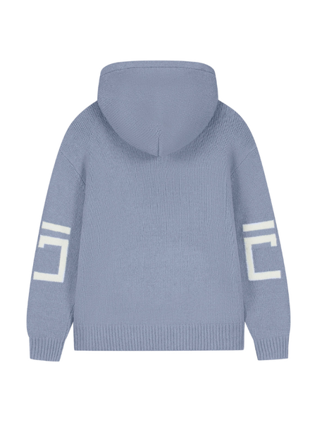 JorCustom JorCustom Splitted Knitwear Zipped Hoodie - Blue