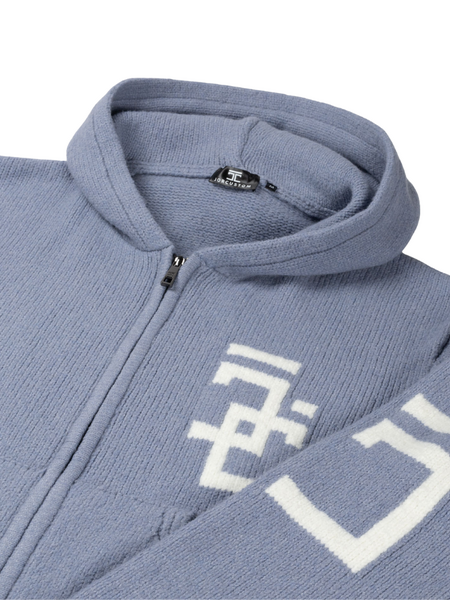 JorCustom JorCustom Splitted Knitwear Zipped Hoodie - Blue