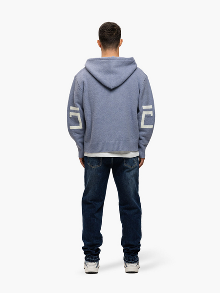 JorCustom JorCustom Splitted Knitwear Zipped Hoodie - Blue
