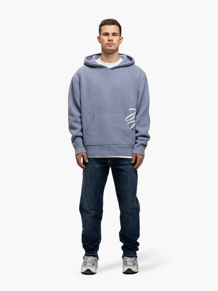 JorCustom Penned Knitwear Hoodie - Blue JorCustom JorCustom Penned Knitwear Hoodie - Blue