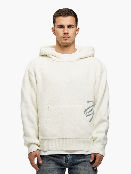 JorCustom Penned Knitwear Hoodie - Off White JorCustom JorCustom Penned Knitwear Hoodie - Off White