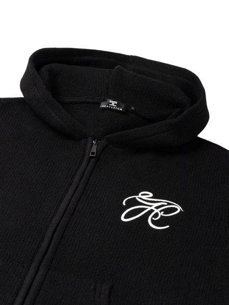 JorCustom JorCustom Women Signature Knit Zipped Hoodie - Black