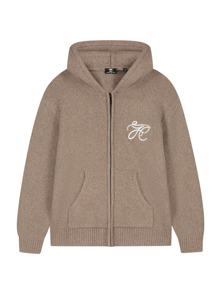 JorCustom JorCustom Women Signature Knit Zipped Hoodie - Brown JorCustom Women Signature Knit Zipped Hoodie - Brown