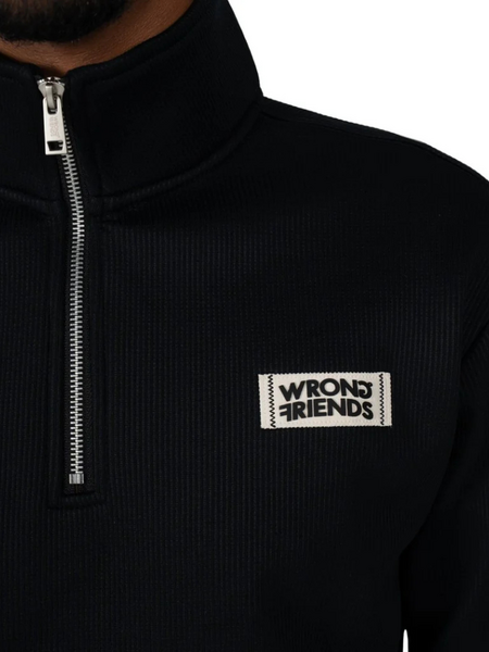 Wrong Friends Wrong Friends Gilroy Half Zip Sweater - Black