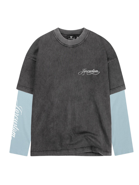 JorCustom JorCustom Handscript Double Layered Longsleeve - Acid-Blue JorCustom Handscript Double Layered Longsleeve - Acid-Blue