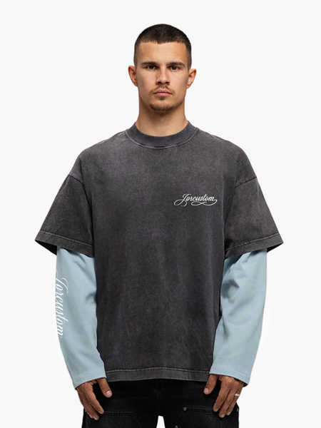 JorCustom JorCustom Handscript Double Layered Longsleeve - Acid-Blue