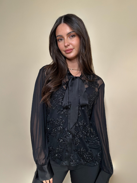 Rinascimento Camicia Con Fiocco Blouse - Nero