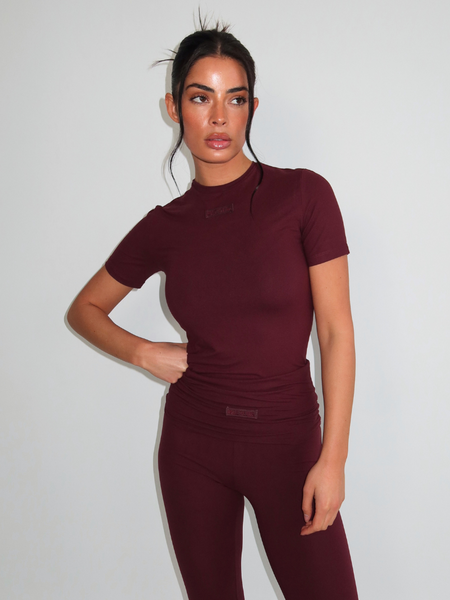 Unique The Label Unique The Label Noelle Short Sleeve Top - Deep Cherry Unique The Label Noelle Short Sleeve Top - Deep Cherry