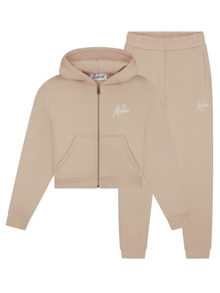 Malelions Malelions Women Cropped Signature Tracksuit - Taupe
