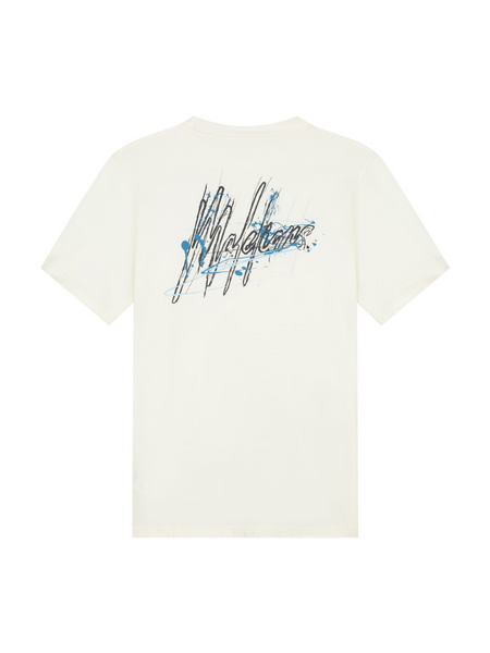Malelions Malelions Splash T-Shirt - Off-White/Bright Blue