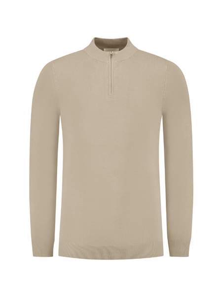 Pure Path Pure Path Essential Knitwear Halfzip Sweater - Taupe Pure Path Essential Knitwear Halfzip Sweater - Taupe
