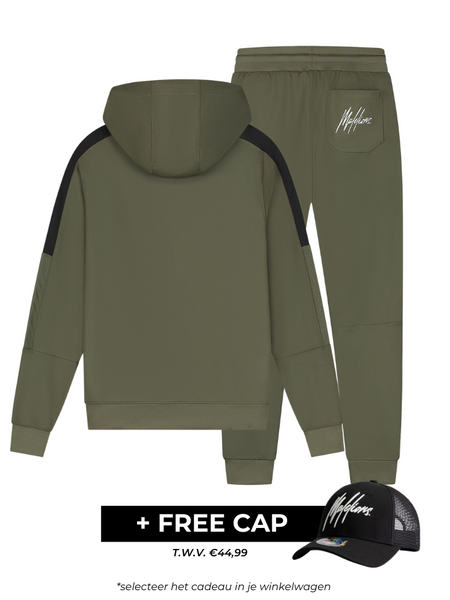 Malelions Malelions Sport Transfer Hooded Tracksuit - Army/Black
