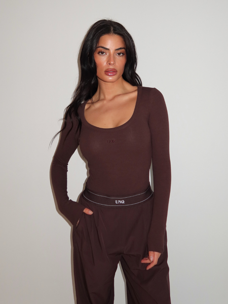 Unique The Label Gill Long Sleeve Bodysuit - Cacao Unique The Label Unique The Label Gill Long Sleeve Bodysuit - Cacao