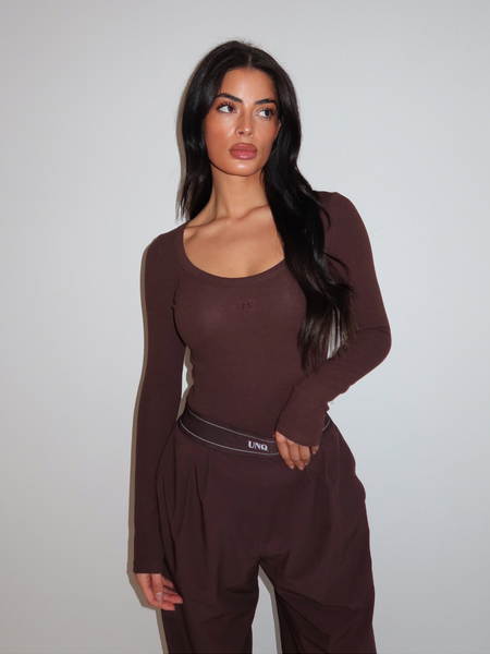 Unique The Label Gill Long Sleeve Bodysuit - Cacao Unique The Label Unique The Label Gill Long Sleeve Bodysuit - Cacao