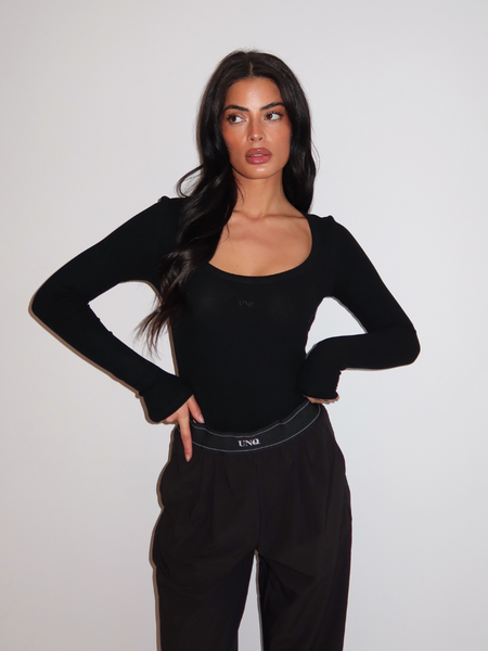 Unique The Label Gill Long Sleeve Bodysuit - Deep Black Unique The Label Unique The Label Gill Long Sleeve Bodysuit - Deep Black