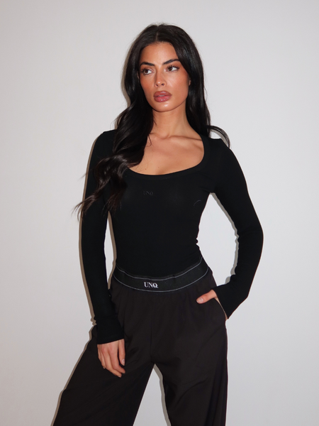 Unique The Label Gill Long Sleeve Bodysuit - Deep Black Unique The Label Unique The Label Gill Long Sleeve Bodysuit - Deep Black