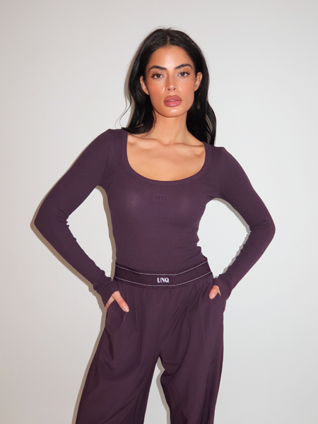 Unique The Label Gill Long Sleeve Bodysuit - Deep Berry Unique The Label Unique The Label Gill Long Sleeve Bodysuit - Deep Berry