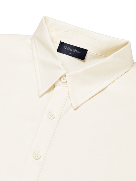 TriaD'oro Buttoned Longsleeve Polo - Off White TriaD'oro TriaD'oro Buttoned Longsleeve Polo - Off White