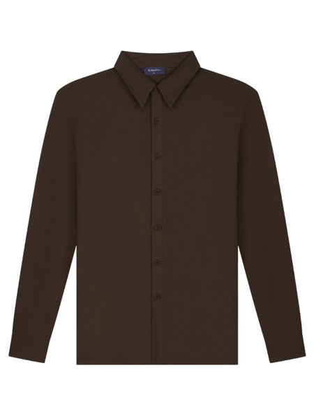 TriaD'oro Buttoned Longsleeve Polo - Brown