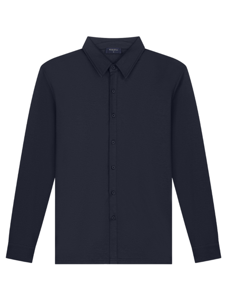 TriaD'oro TriaD'oro Buttoned Longsleeve Polo - Navy TriaD'oro Buttoned Longsleeve Polo - Navy