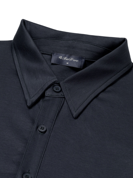 TriaD'oro TriaD'oro Buttoned Longsleeve Polo - Navy