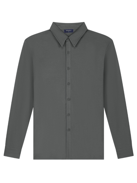 TriaD'oro TriaD'oro Buttoned Longsleeve Polo - Slate Grey TriaD'oro Buttoned Longsleeve Polo - Slate Grey