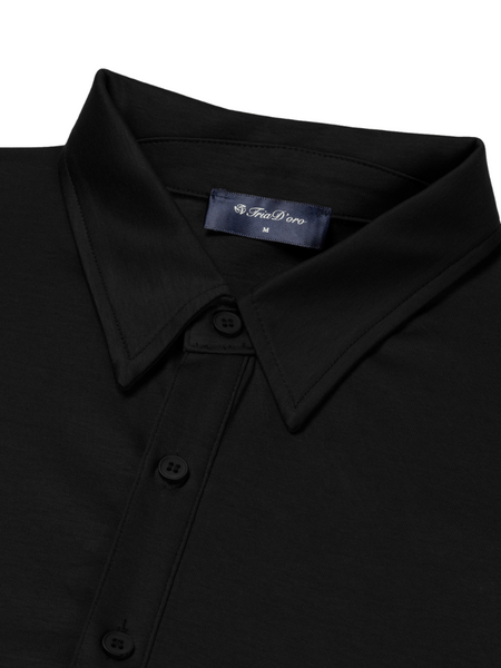 TriaD'oro Buttoned Longsleeve Polo - Black TriaD'oro TriaD'oro Buttoned Longsleeve Polo - Black