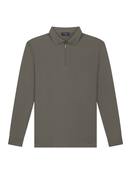 TriaD'oro TriaD'oro Polo Zip Long Sleeve - Taupe New TriaD'oro Polo Zip Long Sleeve - Taupe New