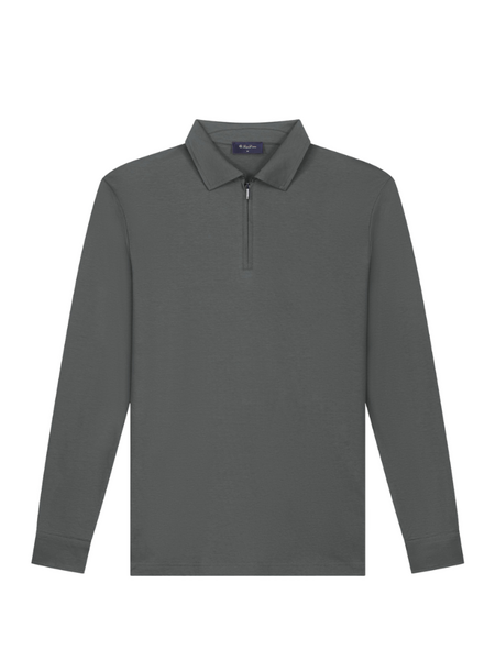 TriaD'oro TriaD'oro Polo Zip Long Sleeve - Slate Grey TriaD'oro Polo Zip Long Sleeve - Slate Grey