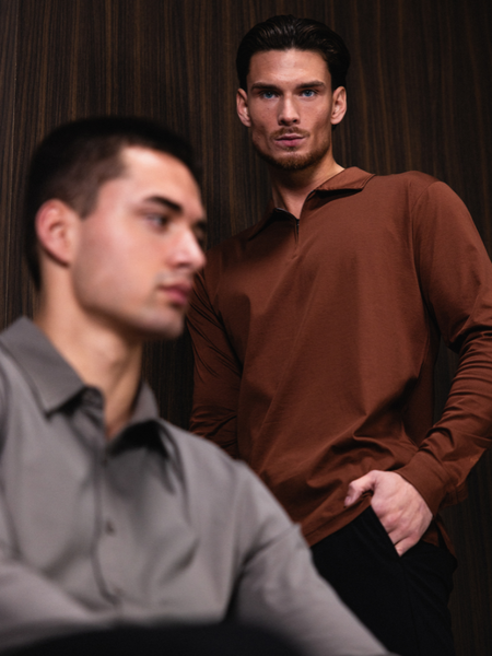 TriaD'oro TriaD'oro Polo Zip Long Sleeve - Copper