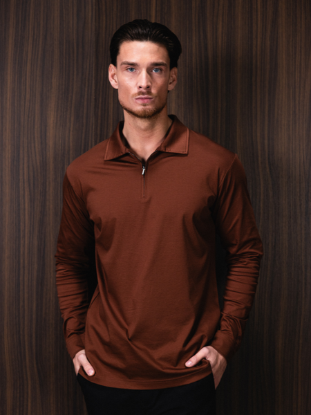 TriaD'oro TriaD'oro Polo Zip Long Sleeve - Copper