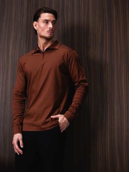 TriaD'oro TriaD'oro Polo Zip Long Sleeve - Copper