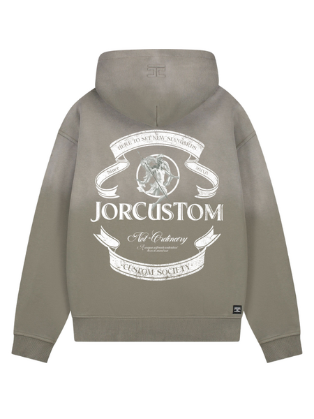 JorCustom JorCustom Ribbon Sunfade Zipped Hoodie - VintageGreen