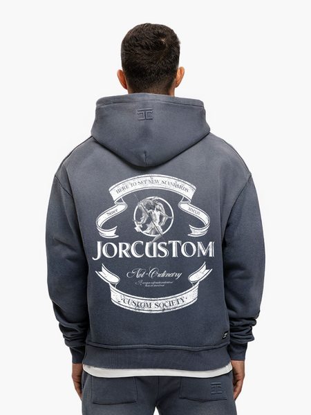 JorCustom JorCustom Ribbon Sunfade Zipped Hoodie - Ombre Blue