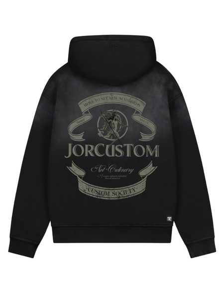 JorCustom JorCustom Ribbon Sunfade Zipped Hoodie - Black