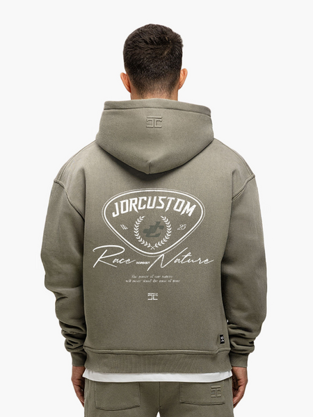 JorCustom JorCustom RaceAgainstNature Sunfade Zipped Hoo - VintageGreen