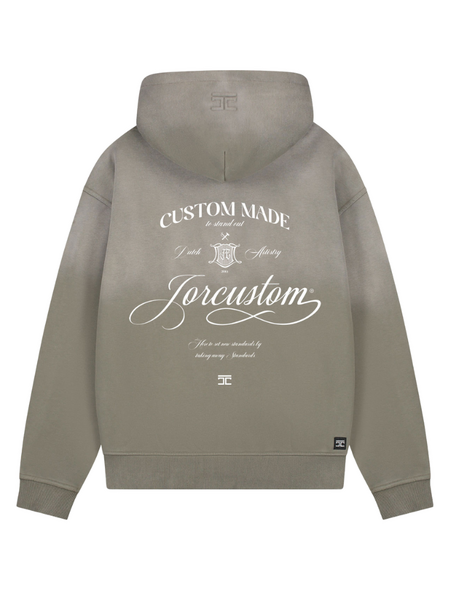 JorCustom Handscript Sunfade Zipped Hoodie - Vintage Green