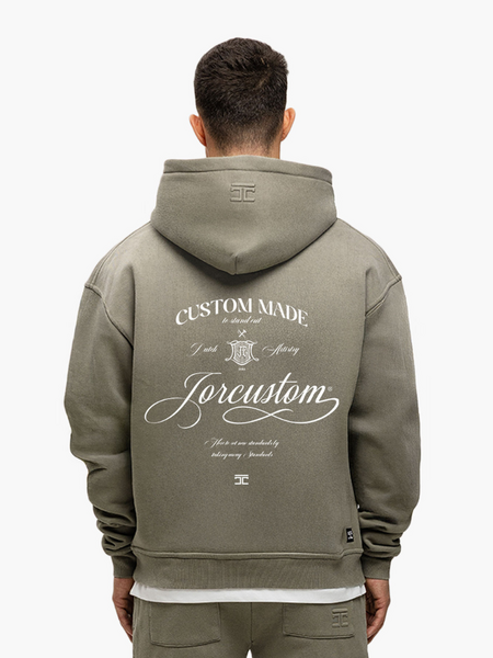 JorCustom JorCustom Handscript Sunfade Zipped Hoodie - Vintage Green