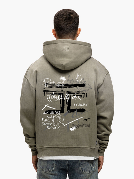 JorCustom Artist Sunfade Zipped Hoodie - Vintage Green JorCustom JorCustom Artist Sunfade Zipped Hoodie - Vintage Green