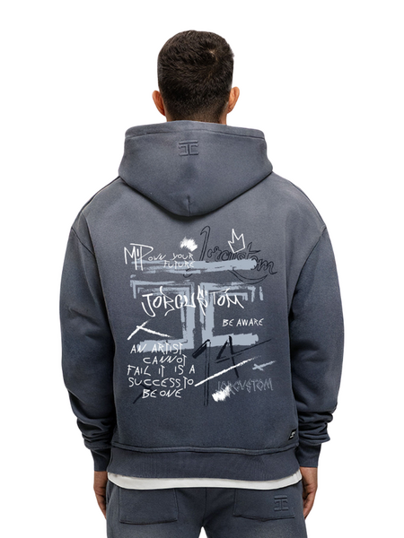 JorCustom JorCustom Artist Sunfade Zipped Hoodie - Ombre Blue