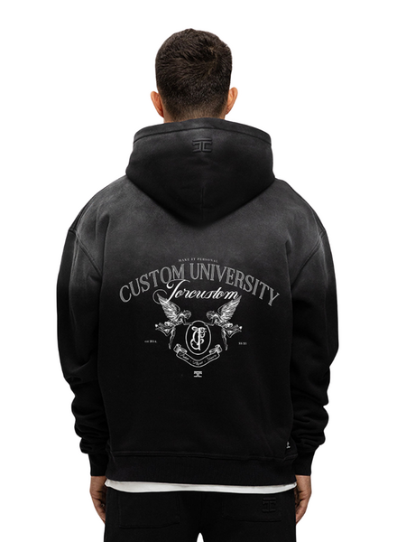 JorCustom JorCustom CustomUniversity Sunfade Zipped Hoodie - Black