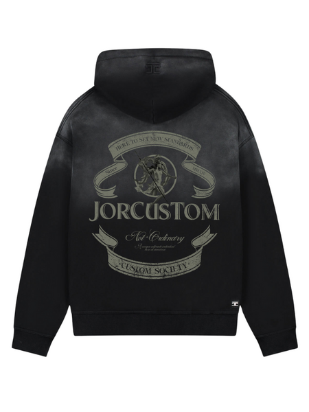JorCustom JorCustom Ribbon Sunfade Oversized Hoodie - Black