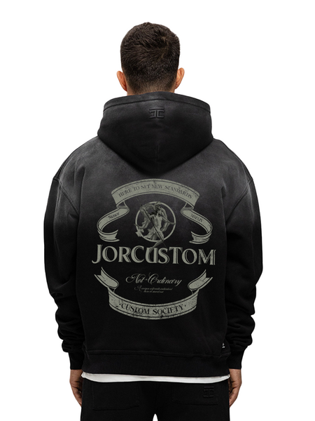 JorCustom JorCustom Ribbon Sunfade Oversized Hoodie - Black