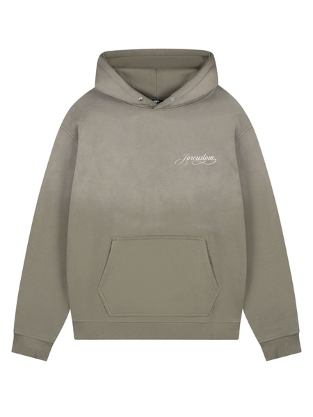 JorCustom JorCustom Handscript Sunfade Oversized Hoodie - Vintage Green