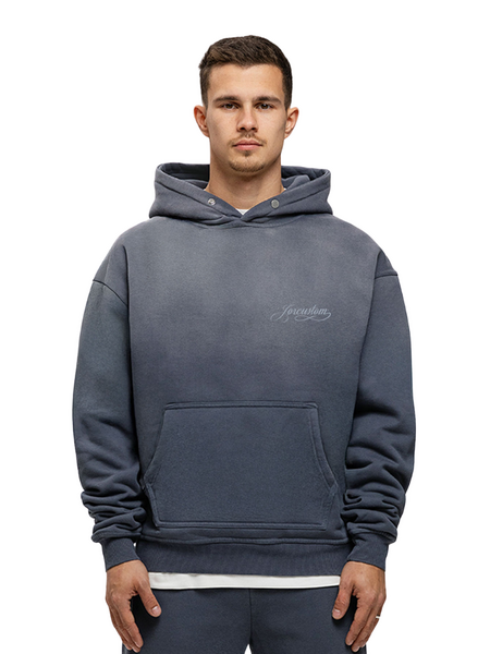 JorCustom JorCustom Handscript Sunfade Oversized Hoodie - Ombre Blue